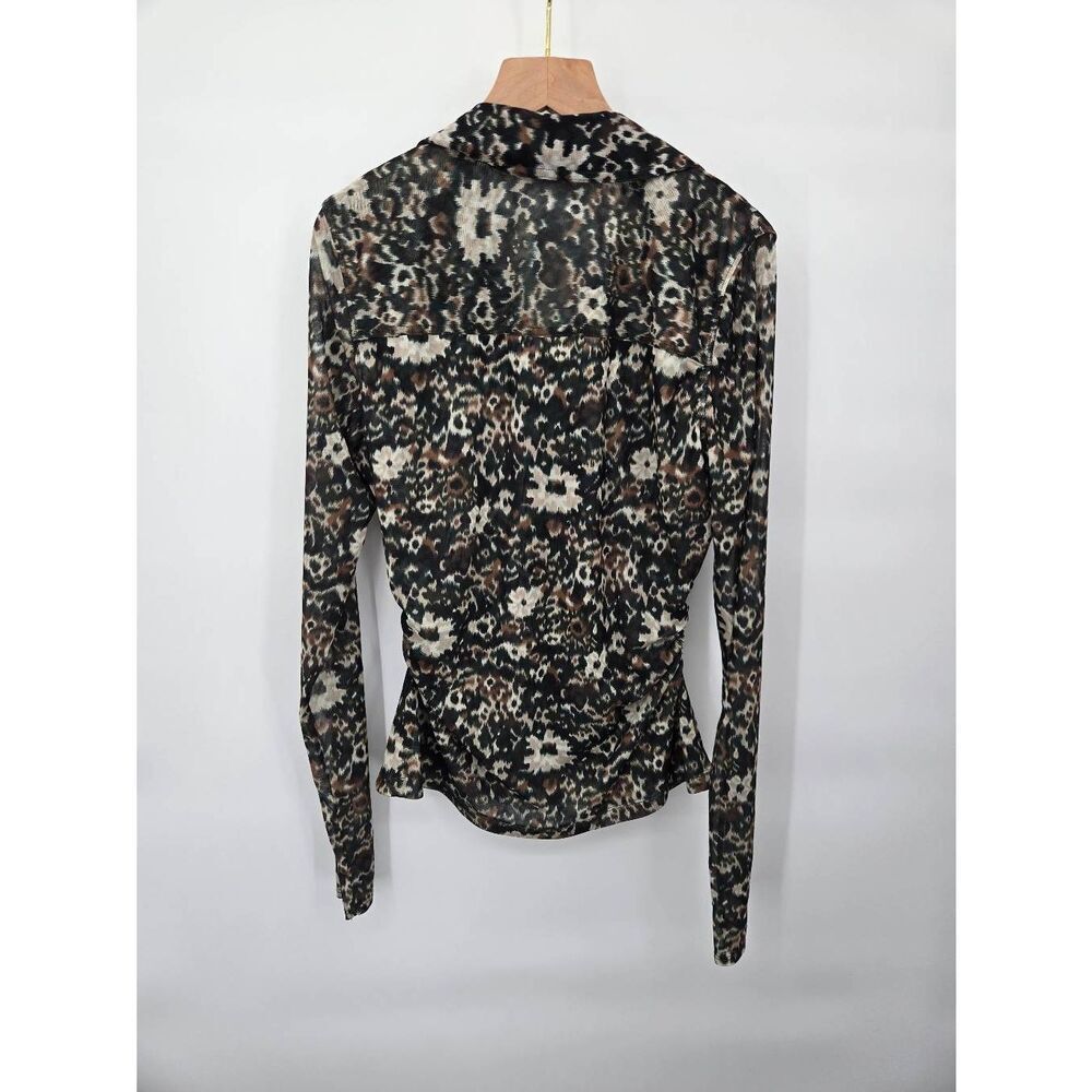 Madewell Long Sleeve Polo Size Large Floral Mesh Cottagecore - Picture 7 of 9